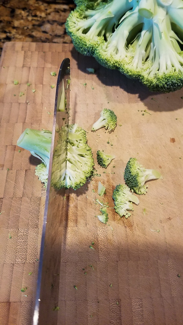 cutting small broccoli florets