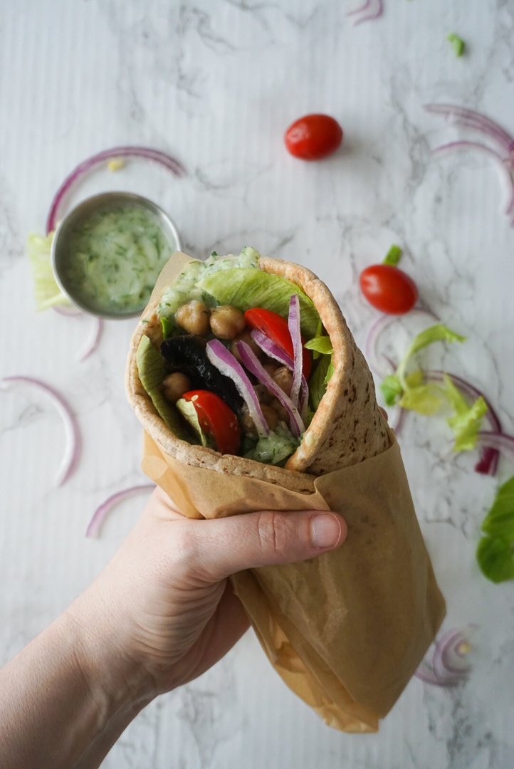 gyro chickpea portobello vegan tzatziki