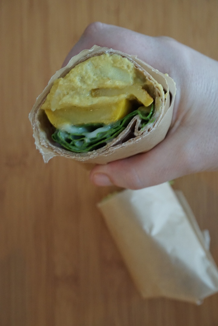 curried lentil wrap with spinach
