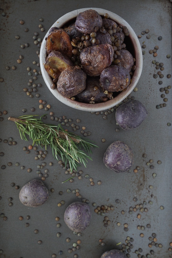 potato and lentil salad with lemon and rosemary