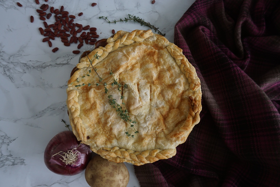 kidney bean pie with potatoes onions and carrots