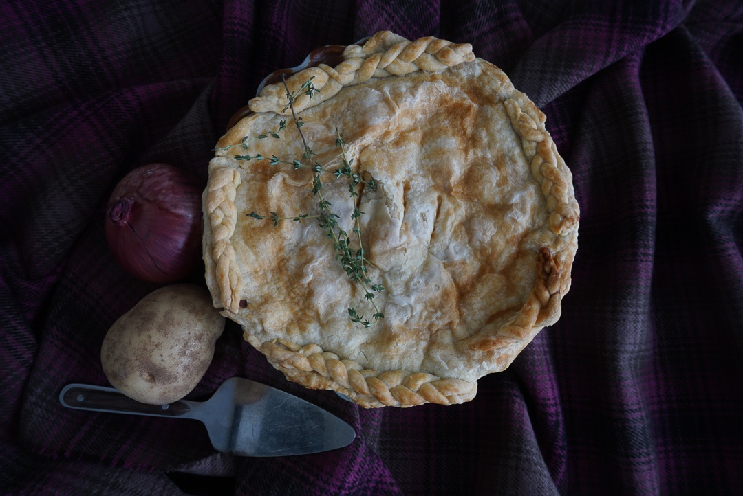 kidney bean savory pie with braided crust