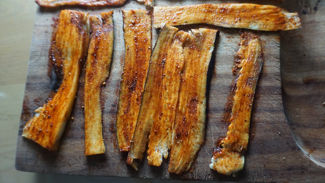 eggplant bacon before frying