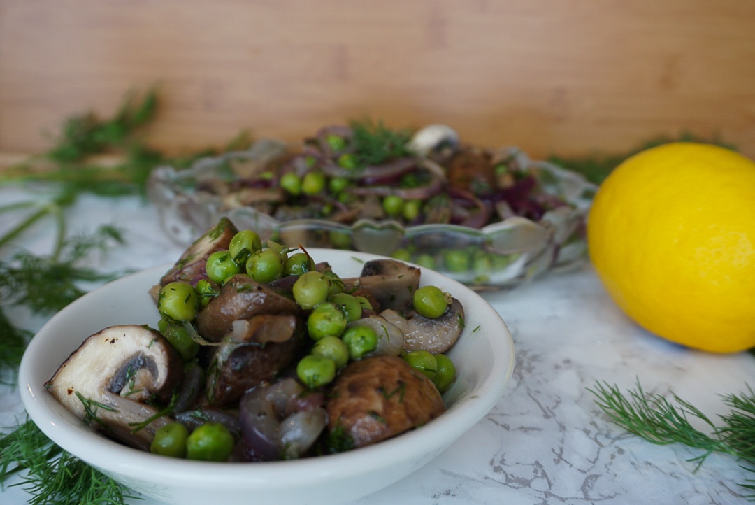 dill mushroom pea lemon salad