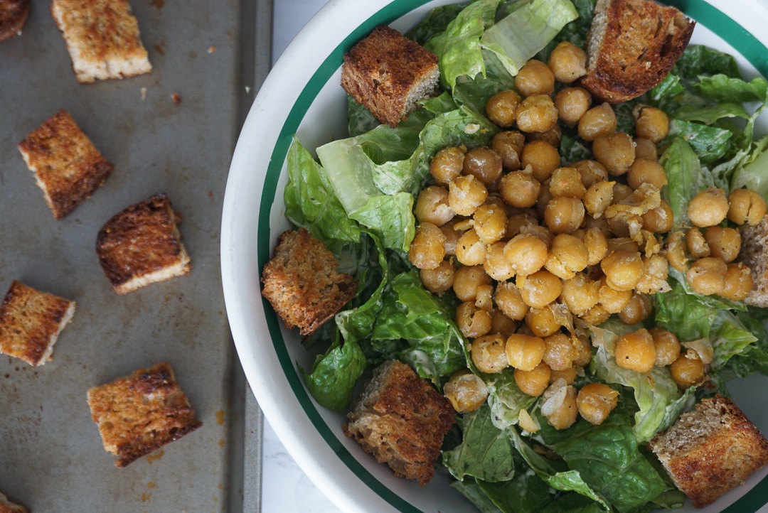 vegan chickpea caesar salad