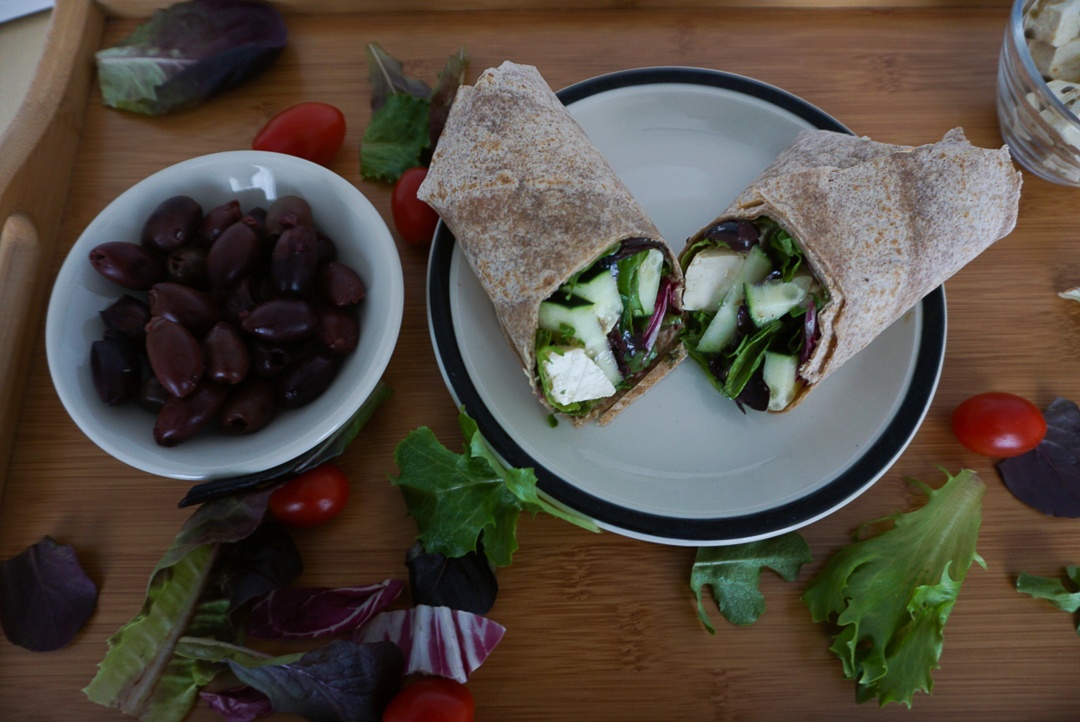 vegan greek salad wrap