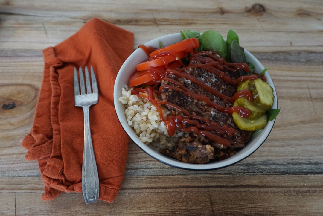 black bean burger bowl